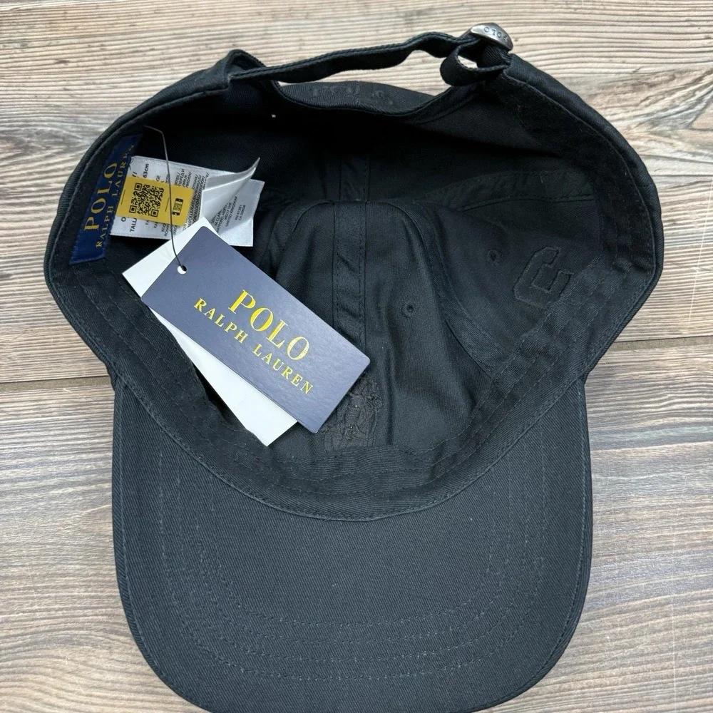 Polo Ralph Lauren Big Pony Logo Embroidered Cotton Baseball Cap Hat Black NWT
